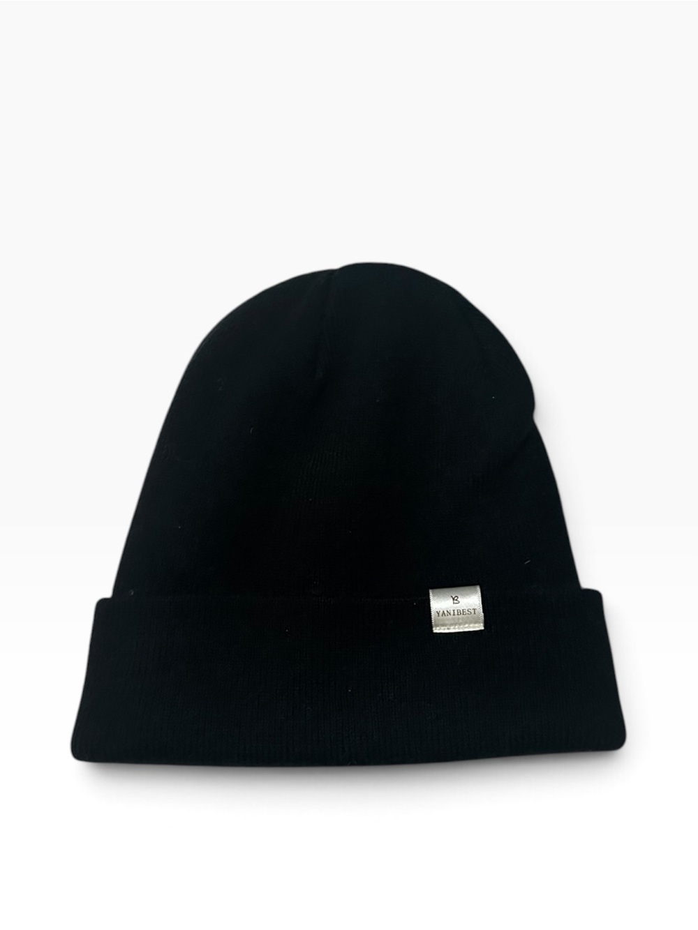 YANIBEST Black Knit Satin-Lined Cuffed Winter Beanie Hat